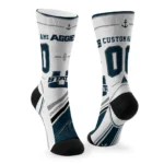 Utah State Aggies Socks Personalized Nautical Icons Navy White Best Selling