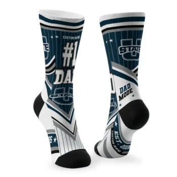 Utah State Aggies Socks Personalized Pinstripe Chevron Navy White Fashion Forward