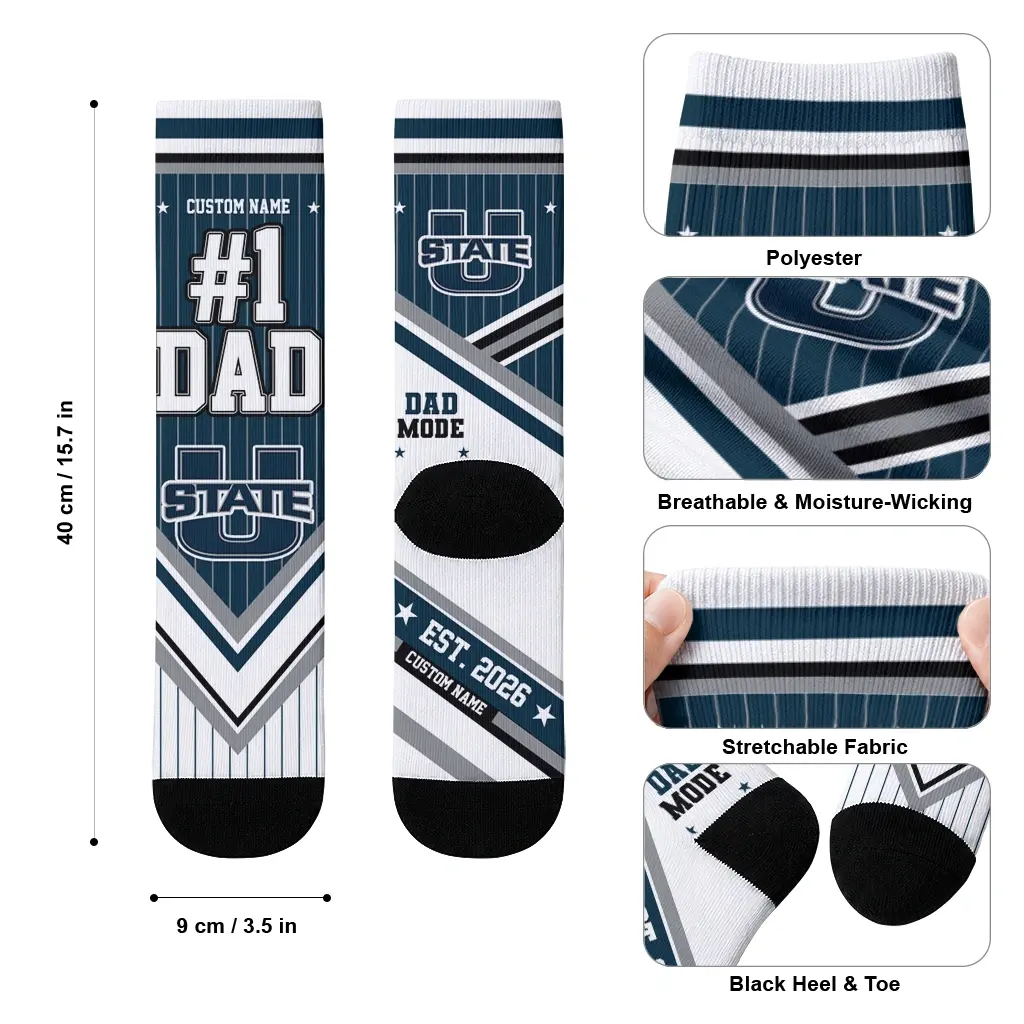 Utah State Aggies Socks Personalized Pinstripe Chevron Navy White High Quality Utah State Aggies Socks Personalized Pinstripe Chevron Navy White High Quality