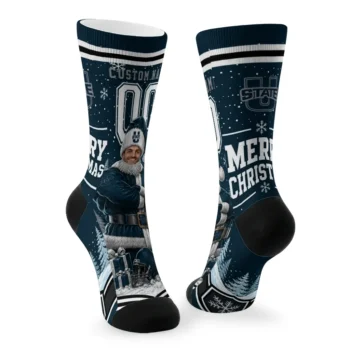 Utah State Aggies Socks Personalized Snowy Scene Navy White Fashion Forward