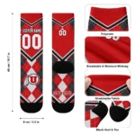 Utah Utes Socks Custom Argyle Pattern Red Best Selling