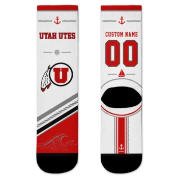 Utah Utes Socks Custom Nautical Icons Red White Best Selling
