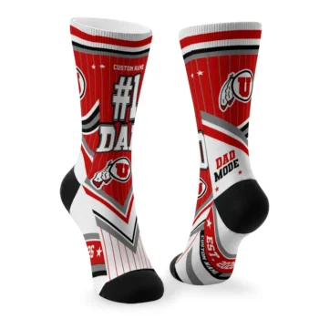 Utah Utes Socks Custom Pinstripe Chevron Red White Fashion Forward