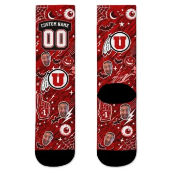 Utah Utes Socks Custom Scattered Icons Red Best Selling