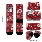 Utah Utes Socks Custom Scattered Icons Red Best Selling