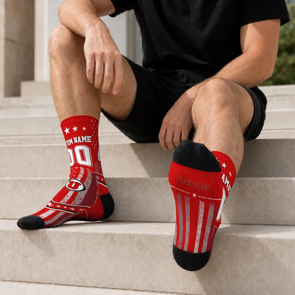 Utah Utes Socks Custom Star Stripes Red White Latest Model Utah Utes Socks Custom Star Stripes Red White Latest Model