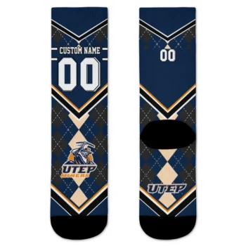 Utep Miners Socks Personalized Argyle Pattern Blue Best Selling