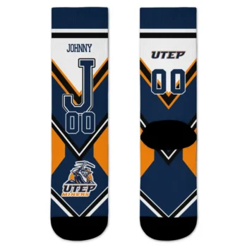 Utep Miners Socks Personalized Arrow Blocks Blue Best Selling