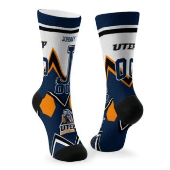 Utep Miners Socks Personalized Arrow Blocks Blue Fashion Forward
