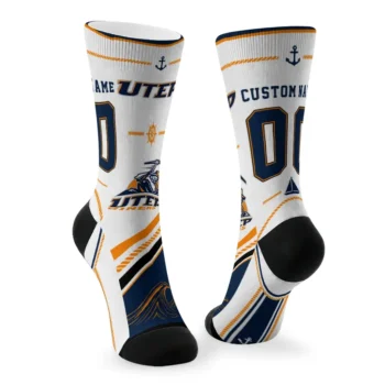 Utep Miners Socks Personalized Nautical Icons Blue White Fashion Forward