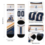 Utep Miners Socks Personalized Nautical Icons Blue White Best Selling