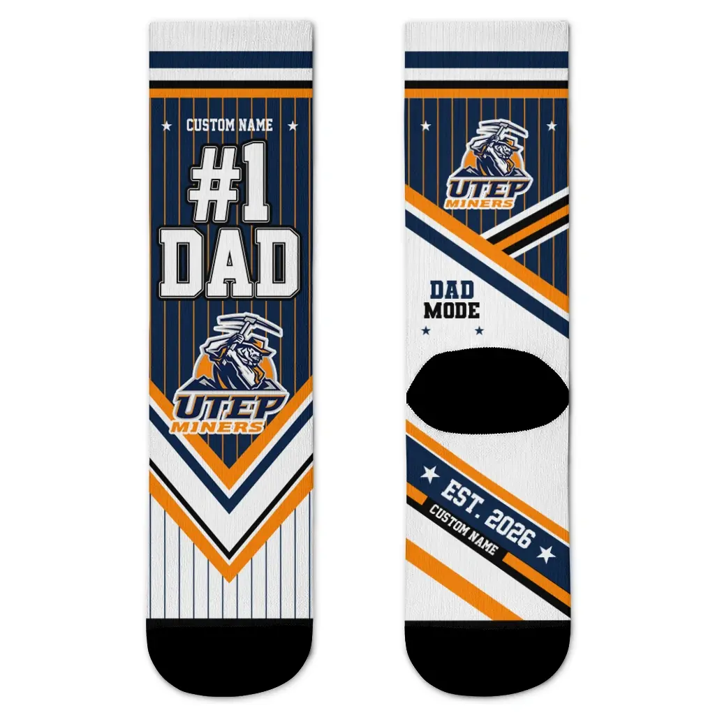 Utep Miners Socks Personalized Pinstripe Chevron Blue White Best Selling Utep Miners Socks Personalized Pinstripe Chevron Blue White Best Selling