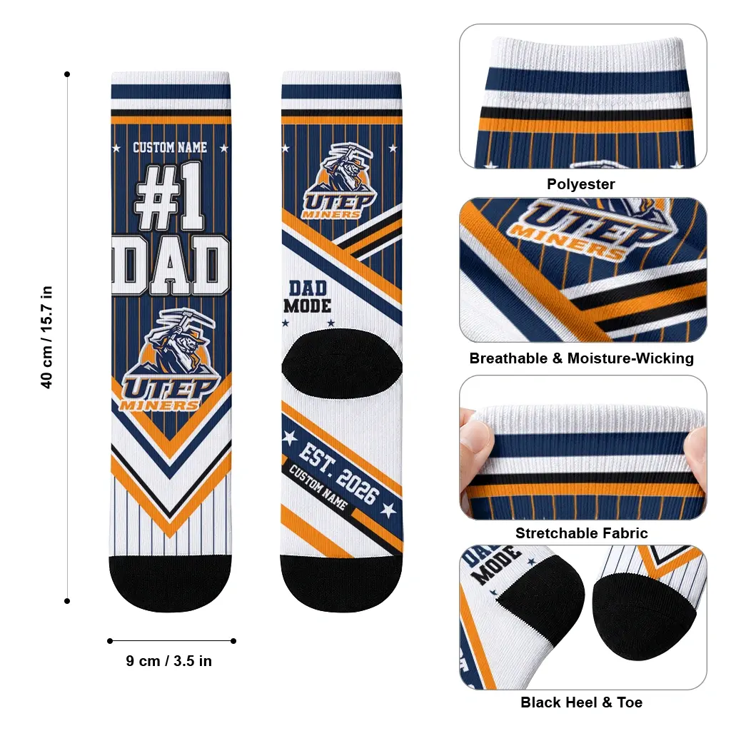 Utep Miners Socks Personalized Pinstripe Chevron Blue White High Quality Utep Miners Socks Personalized Pinstripe Chevron Blue White High Quality