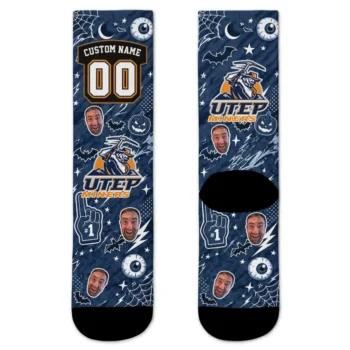 Utep Miners Socks Personalized Scattered Icons Blue Best Selling