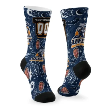 Utep Miners Socks Personalized Scattered Icons Blue Fashion Forward