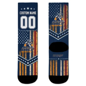 Utep Miners Socks Personalized Star Stripes Blue White Best Selling