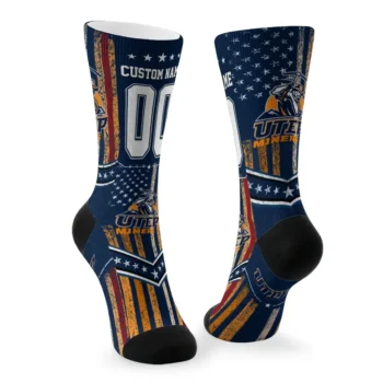 Utep Miners Socks Personalized Star Stripes Blue White Fashion Forward
