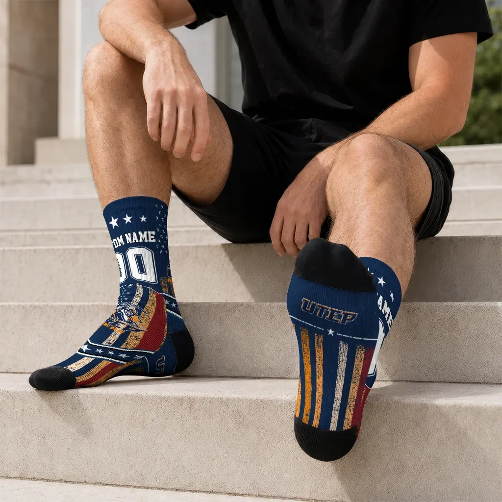 Utep Miners Socks Personalized Star Stripes Blue White Latest Model Utep Miners Socks Personalized Star Stripes Blue White Latest Model