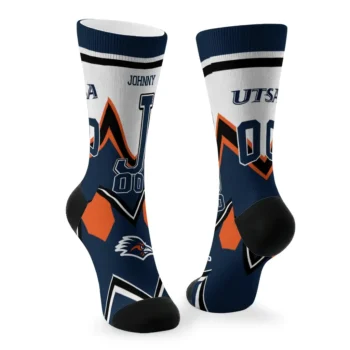 Utsa Roadrunners Socks Customized Arrow Blocks Orange Fashion Forward