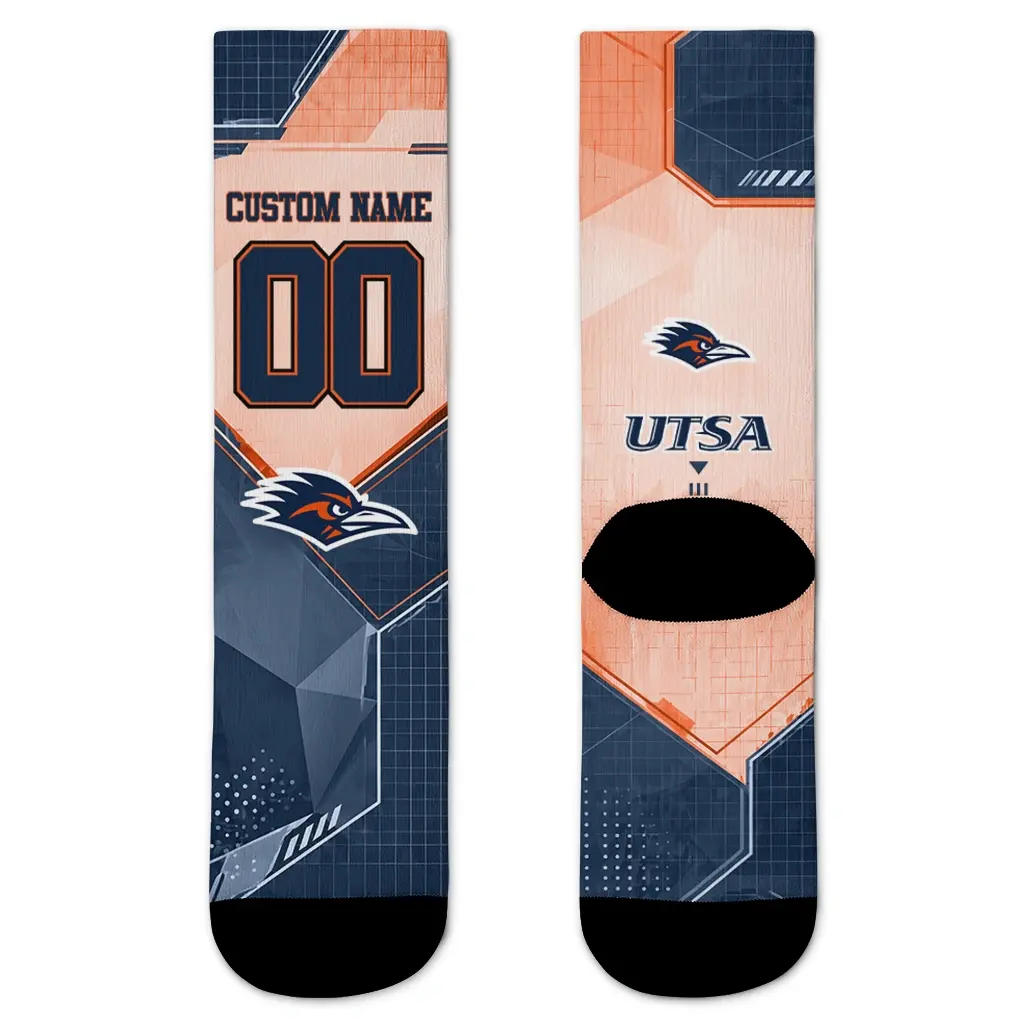 Utsa Roadrunners Socks Customized Geometric Tech Orange Best Selling Utsa Roadrunners Socks Customized Geometric Tech Orange Best Selling