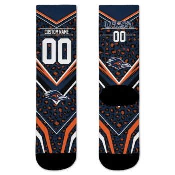 Utsa Roadrunners Socks Customized Leopard Print Orange Black Best Selling