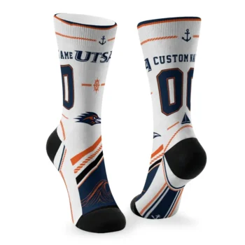 Utsa Roadrunners Socks Customized Nautical Icons Orange White Fashion Forward