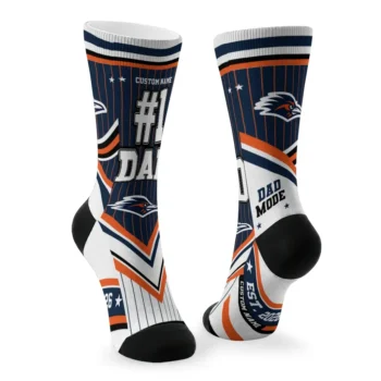 Utsa Roadrunners Socks Customized Pinstripe Chevron Orange White Fashion Forward