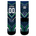 Vancouver Canucks Socks Custom Leopard Print Blue Black Best Selling
