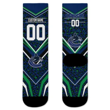 Vancouver Canucks Socks Custom Leopard Print Blue Black Best Selling