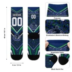 Vancouver Canucks Socks Custom Leopard Print Blue Black Best Selling
