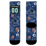 Vancouver Canucks Socks Customized Scattered Icons Blue Best Selling