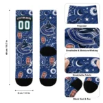 Vancouver Canucks Socks Customized Scattered Icons Blue Best Selling