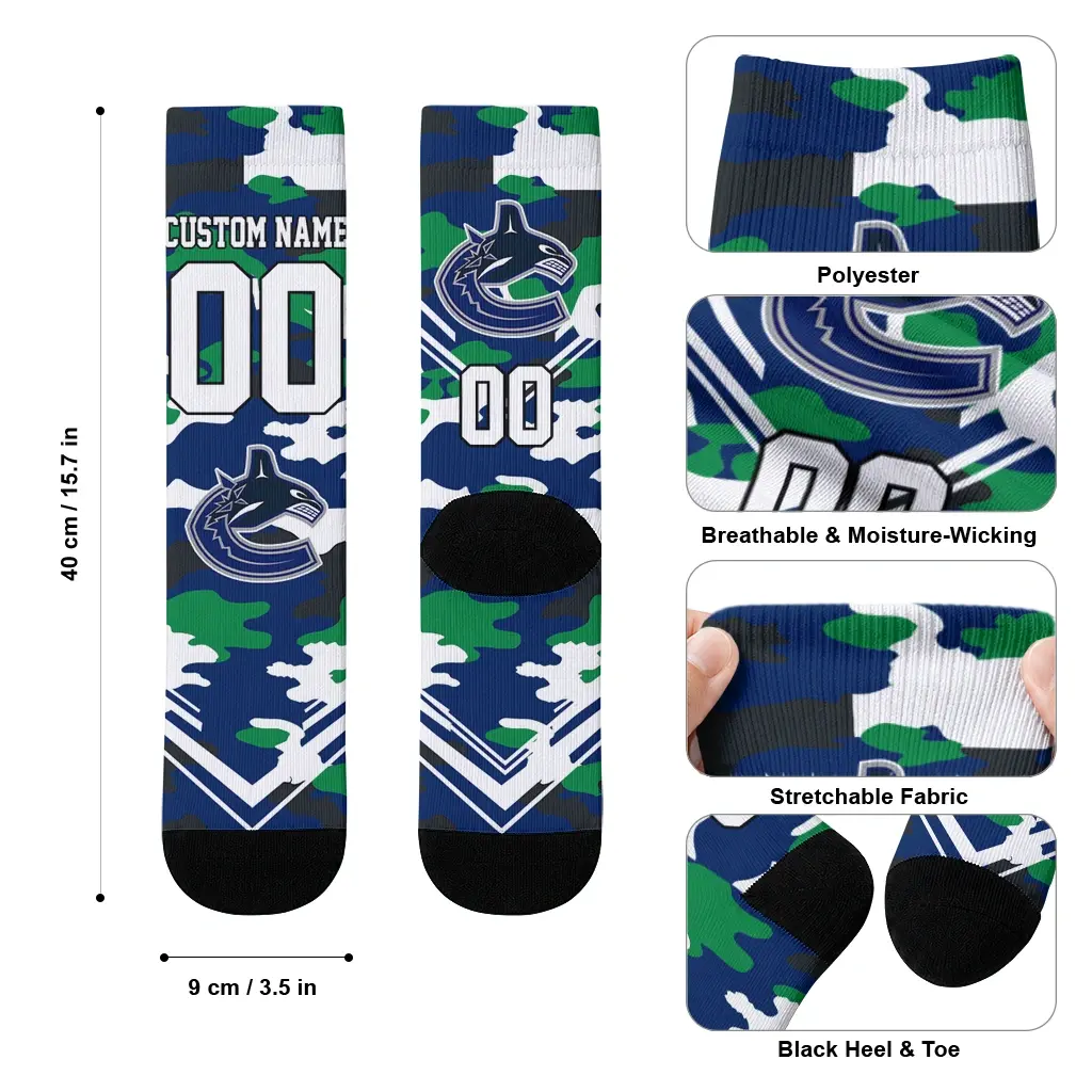 Vancouver Canucks Socks Customized Woodland Camo Blue High Quality Vancouver Canucks Socks Customized Woodland Camo Blue High Quality