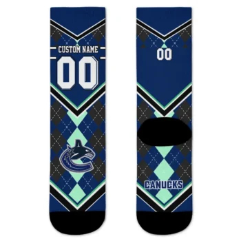 Vancouver Canucks Socks Personalized Argyle Pattern Blue Best Selling