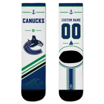 Vancouver Canucks Socks - Personalized Nautical Icons Blue White