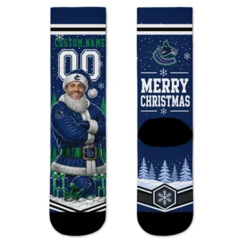 Vancouver Canucks Socks Personalized Snowy Scene Blue White Best Selling