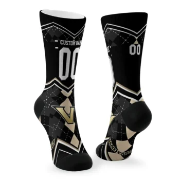 Vanderbilt Commodores Socks Custom Argyle Pattern Black Fashion Forward