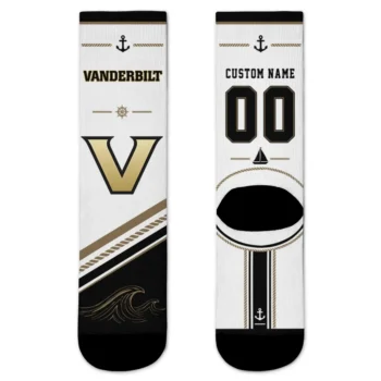 Vanderbilt Commodores Socks Custom Nautical Icons Black White Best Selling