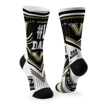 Vanderbilt Commodores Socks Custom Pinstripe Chevron Black White Fashion Forward