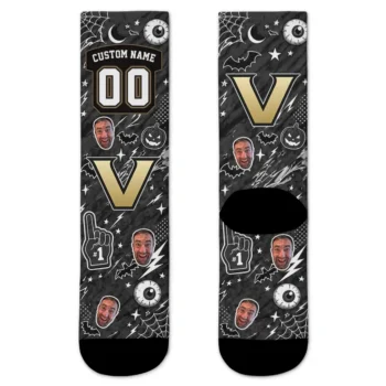 Vanderbilt Commodores Socks Custom Scattered Icons Black Best Selling