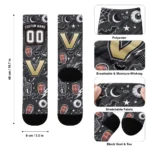 Vanderbilt Commodores Socks Custom Scattered Icons Black Best Selling