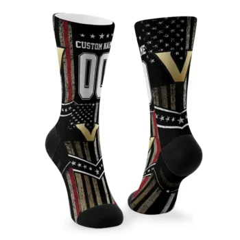 Vanderbilt Commodores Socks Custom Star Stripes Black White Fashion Forward