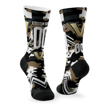 Vanderbilt Commodores Socks Custom Woodland Camo Black Fashion Forward