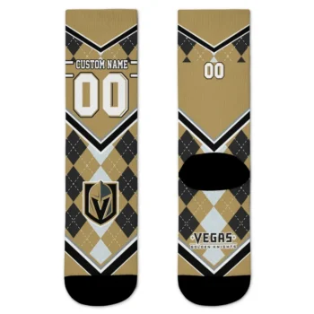 Vegas Golden Knights Socks Custom Argyle Pattern Tan Best Selling