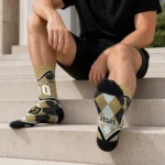 Vegas Golden Knights Socks Custom Argyle Pattern Tan Best Selling