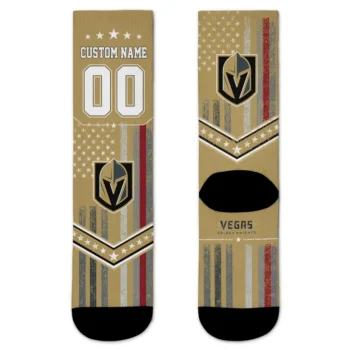 Vegas Golden Knights Socks Custom Star Stripes Tan White Best Selling