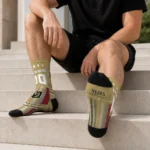 Vegas Golden Knights Socks Custom Star Stripes Tan White Best Selling