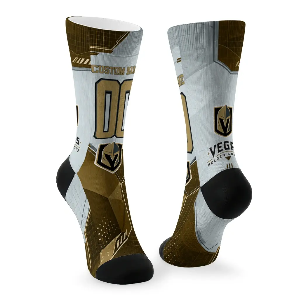 Vegas Golden Knights Socks Personalized Geometric Tech Tan Fashion Forward Vegas Golden Knights Socks Personalized Geometric Tech Tan Fashion Forward