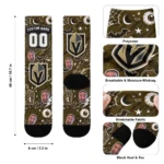 Vegas Golden Knights Socks Personalized Scattered Icons Tan Best Selling