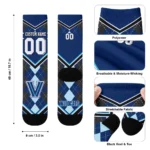 Villanova Wildcats Socks Customized Argyle Pattern Navy Best Selling